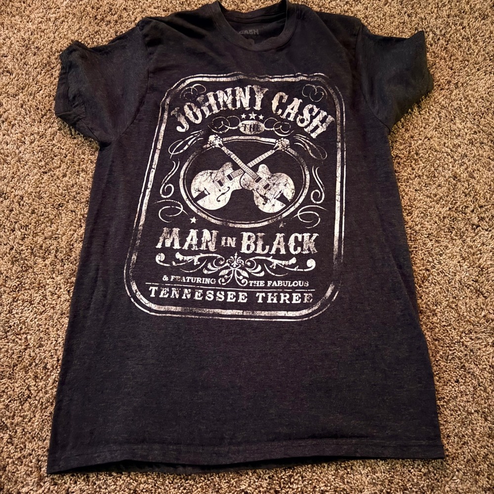 Johnny Cash Man In Black Tennessee Three Graphic T-Shirt Charcoal Gray Mens L